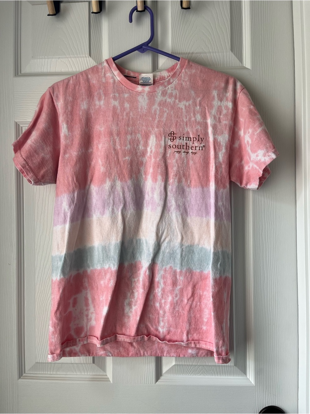 Simply Southern Pink & Pastel Stripe Tie-Dye Short Sleeve Tee